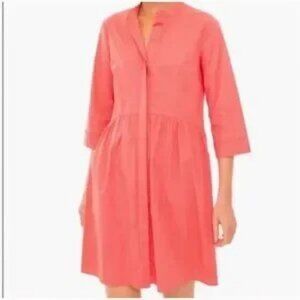 Tuckernuck Poppy‎ pink Royal shirt dress button front coral pockets Womens Sz Sm